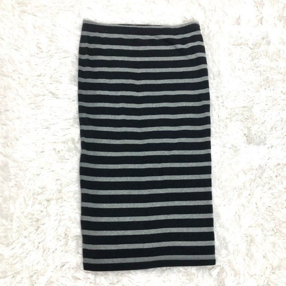 Express Black & Gray Knit Stripe Pencil Skirt - Picture 3 of 7